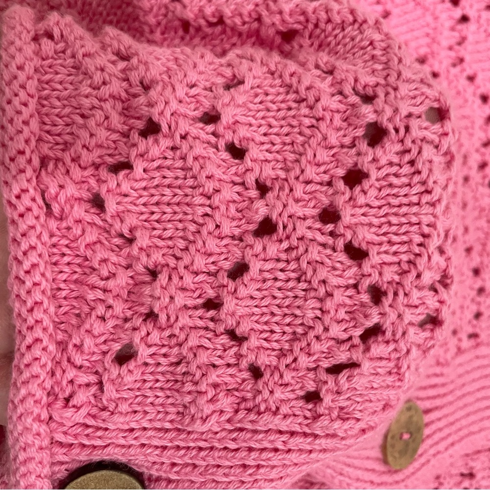 NWT Zara Girl's 5-6 Open Knit Cardigan Sweater Pink Button Down V Neck - Picture 11 of 11